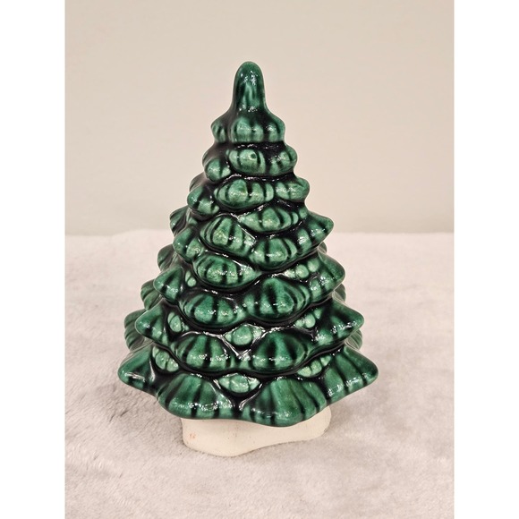 Vintage Christmas Tree Glazed Ceramic 4.5" tall Evergreen Tree - Picture 1 of 9